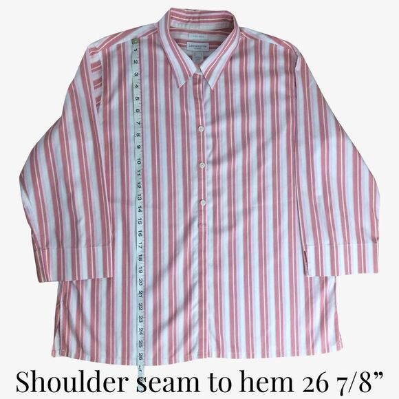 Liz Claiborne Shirt Large Lizsport Non-Iron Striped Long Sleeve Button Up - Picture 9 of 11